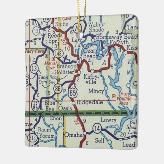 Branson MO map Keramisch Ornament (Links)