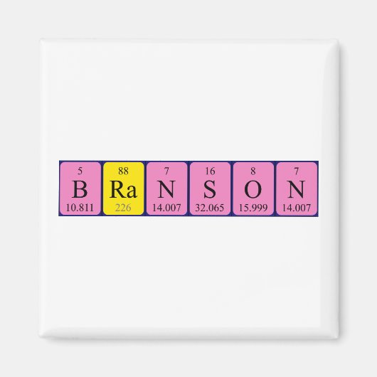 Branson periodiek table name magnet magneet (Voorkant)