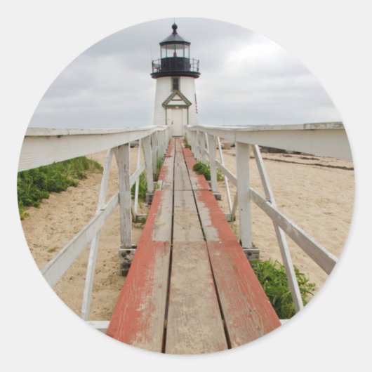 Brant Point Lighthouse Ronde Sticker (Voorkant)