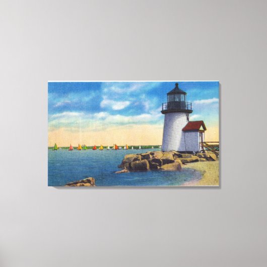 Brant Point Lighthouse Scene Canvas Afdruk (Voorkant)
