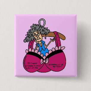 Bras en rimpels Humor Vierkante Button 5,1 Cm