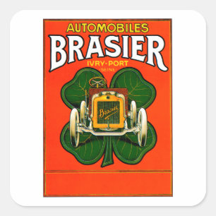 Brasier Motor Auto ~  Automobiel AD Vierkante Sticker