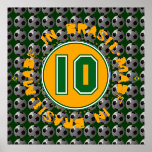 brasil 10 football wandbekleding poster