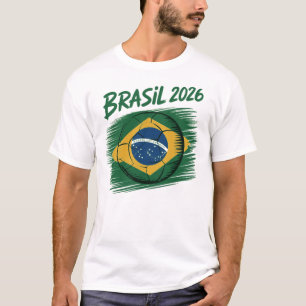 Brasil 2026 Minimalistisch T-Shirt Schoon Voetba