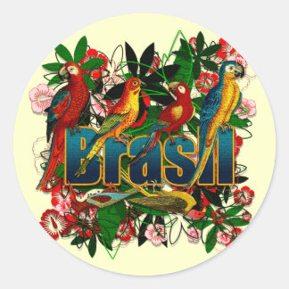 Brasil Brazilië Tropische bloemen regenwoud vogels Ronde Sticker