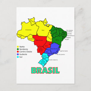 Brasil. Gebieden in kleur Briefkaart