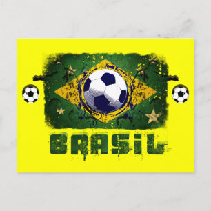 Brasil Grunge Soccer players Brazil Soccer giften Briefkaart