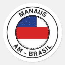 Brasil Manaus Amazonas AM Bandeira Stamp Ronde Sticker