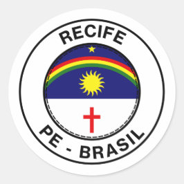 Brasil Recife Pernambuco PE Bandeira Stamp Ronde Sticker