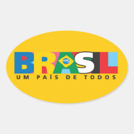 Brasil Um Pais de Todos Bumpersticker Ovale Sticker