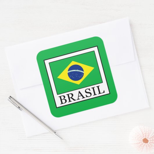 Brasil Vierkante Sticker (Envelop)