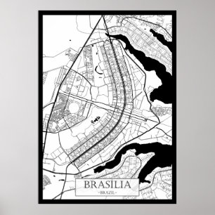 Brasília Brazilië Kaart Poster