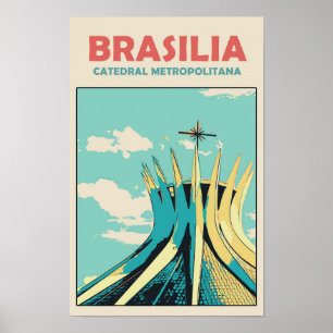 Brasilia Catedral Metropolitana, Brasil Briefkaart Poster