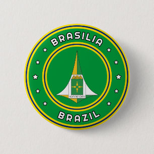 Brasilia Coat of Arms-Brazilië Ronde Button 5,7 Cm