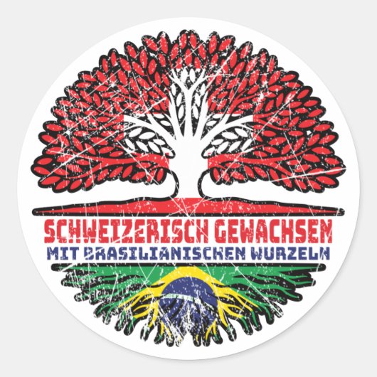 Brasilien Brasilianisch Schweizer Schweiz Baum Ronde Sticker (Voorkant)
