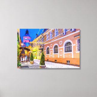 Brasov Kerstmarkt Canvas Afdruk
