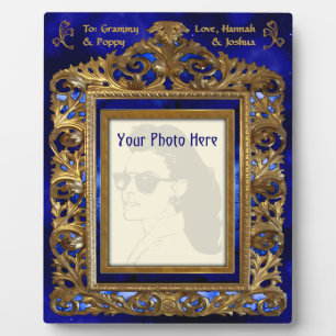 Brass Edwardian Lijst op Blauw - Gepersonaliseerd Fotoplaat