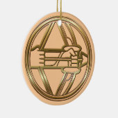 Brass en Copper Sagittarius Keramisch Ornament (Rechts)