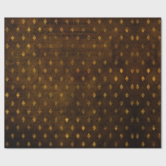  brass Gold Damask Grunge gestructureerd Scripted Cadeaupapier (Vlak)