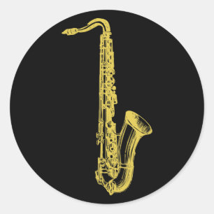 Brass Sax Ronde Sticker