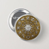 Brass Zodiac Wheel Ronde Button 5,7 Cm (Voorkant /achterkant)