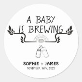 Brasserie Bébé - B&W - Sticker Baby shower Faveur (Devant)