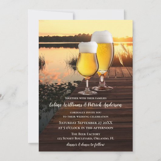 Brasserie Beer Sunset Faire-part de mariage (Devant)
