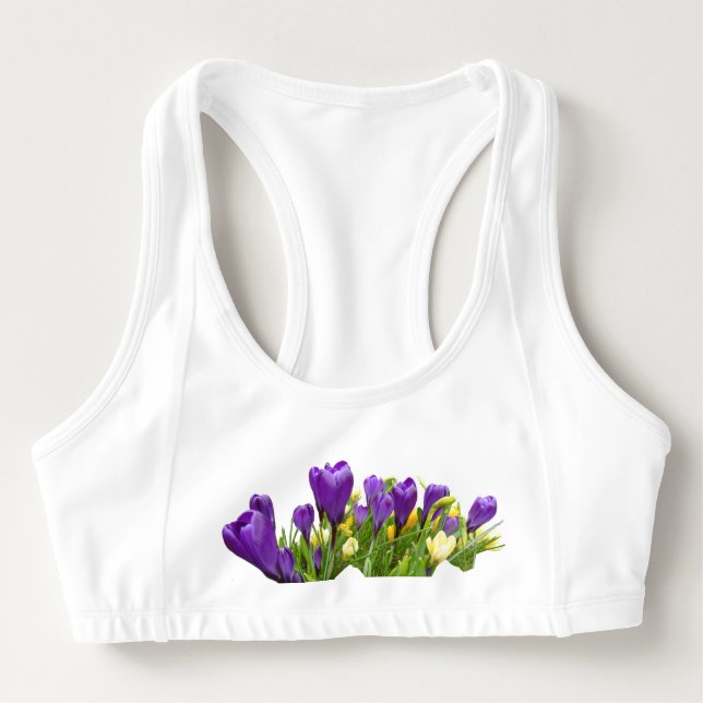 Brassière Crocus jaunes et violets Soutien sportif (Devant)