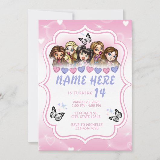 Brat Doll Airbrush Invitation Anniversaire (Devant)