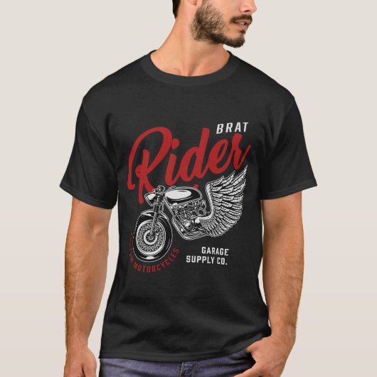 Brat Rides Custom Motorcycles T-shirt (Voorkant)