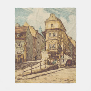 Bratislava door Richard Lux gekleurde ets Fleece Deken