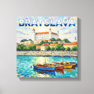 Bratislava Kasteel Waterfront Canvas Kunst
