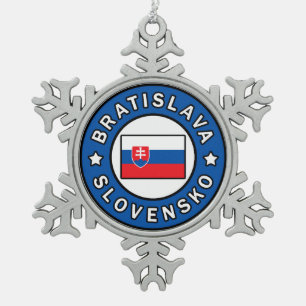 Bratislava Slovensko Tin Sneeuwvlok Ornament