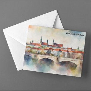 Bratislava Slowakije Aquarel Schilderij Panorama  Briefkaart