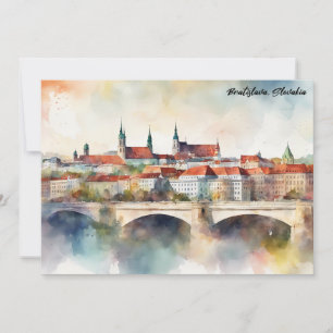 Bratislava Slowakije Aquarel Schilderij Panorama Kaart