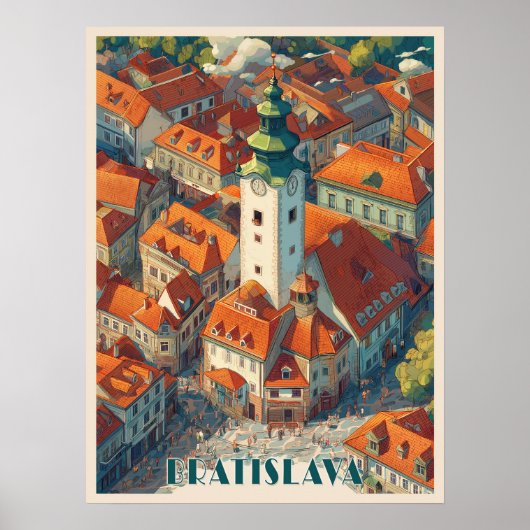 Bratislava Slowakije Reizen, Oude stadstoren Poster (Voorkant)