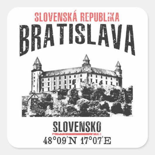 Bratislava Vierkante Sticker (Voorkant)