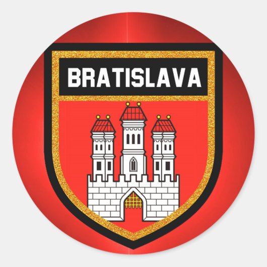 Bratislava vlag ronde sticker (Voorkant)