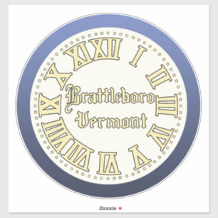 Brattleboro, Vermont Main Street Clock Sticker