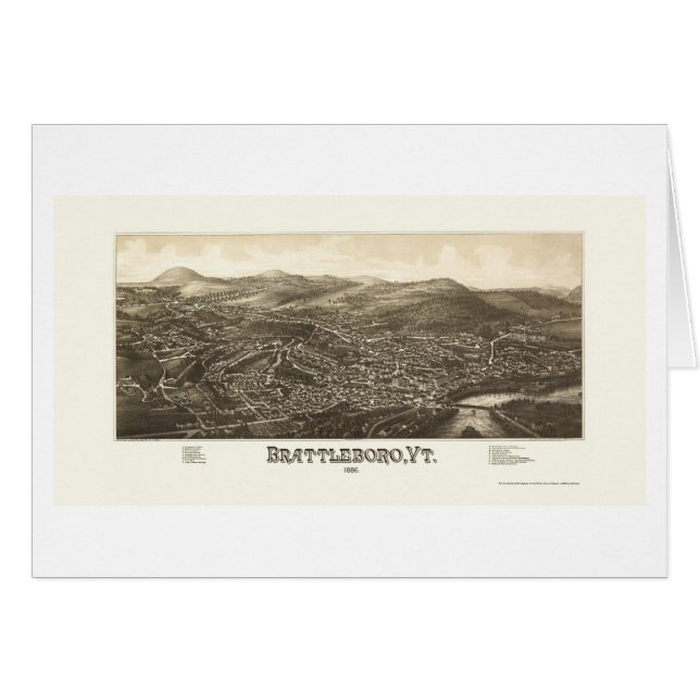 Brattleboro, VT Panorama Map - 1886 (Voorkant Horizontaal)