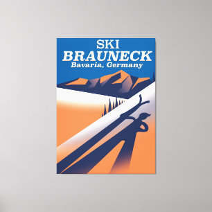 Brauneck Bavaria, ski-poster. Canvas Afdruk