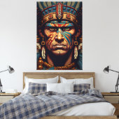Brave and Bold: De Aztec Warrior Rises Canvas Afdruk (Insitu (Slaapkamer))