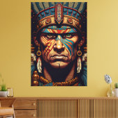 Brave and Bold: De Aztec Warrior Rises Canvas Afdruk (Insitu (Woonkamer))