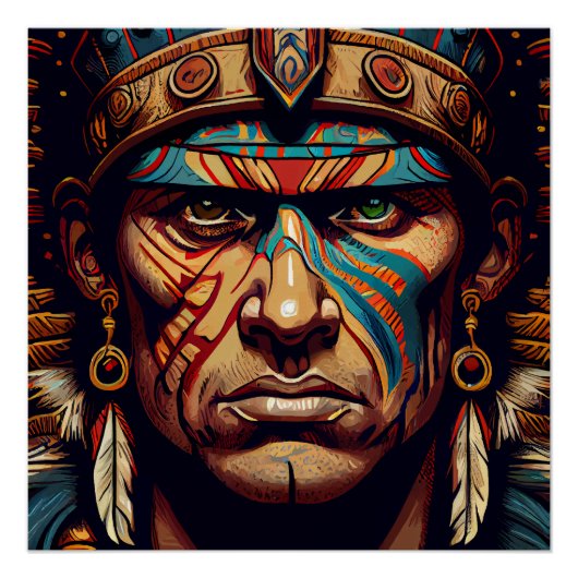 Brave and Bold: De Aztec Warrior Rises Perfect Poster (Voorkant)