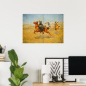 Brave Cavalryman Saving een kerel Solider Poster (Thuiskantoor)