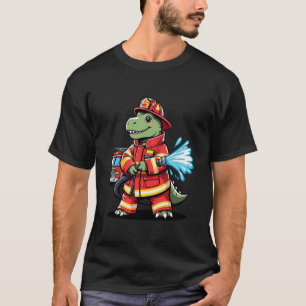 Brave Dino Brandweerman Cartoon T-shirt
