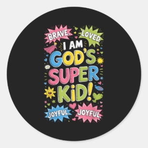 Brave Loved God's Super Kind Christelijk Faith Aff Ronde Sticker