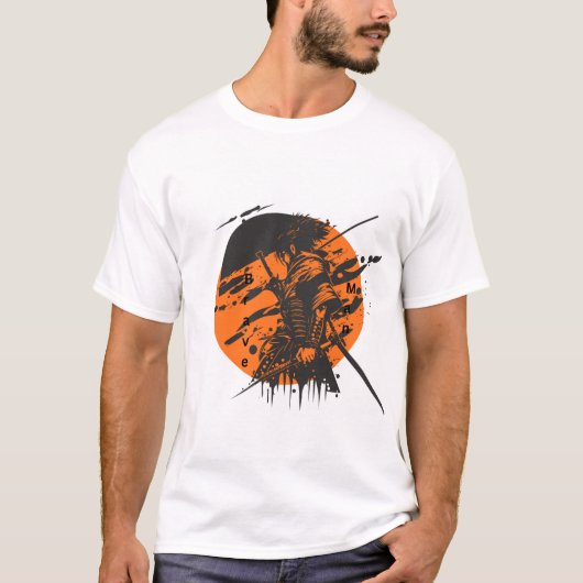  Brave Man Graphic T-Shirt | Black & Orange Design (Voorkant)