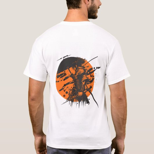  Brave Man Graphic T-Shirt | Black & Orange Design (Achterkant)
