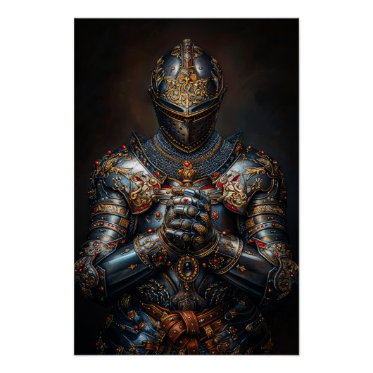 Brave Medieval Knight Perfect Poster (Voorkant)